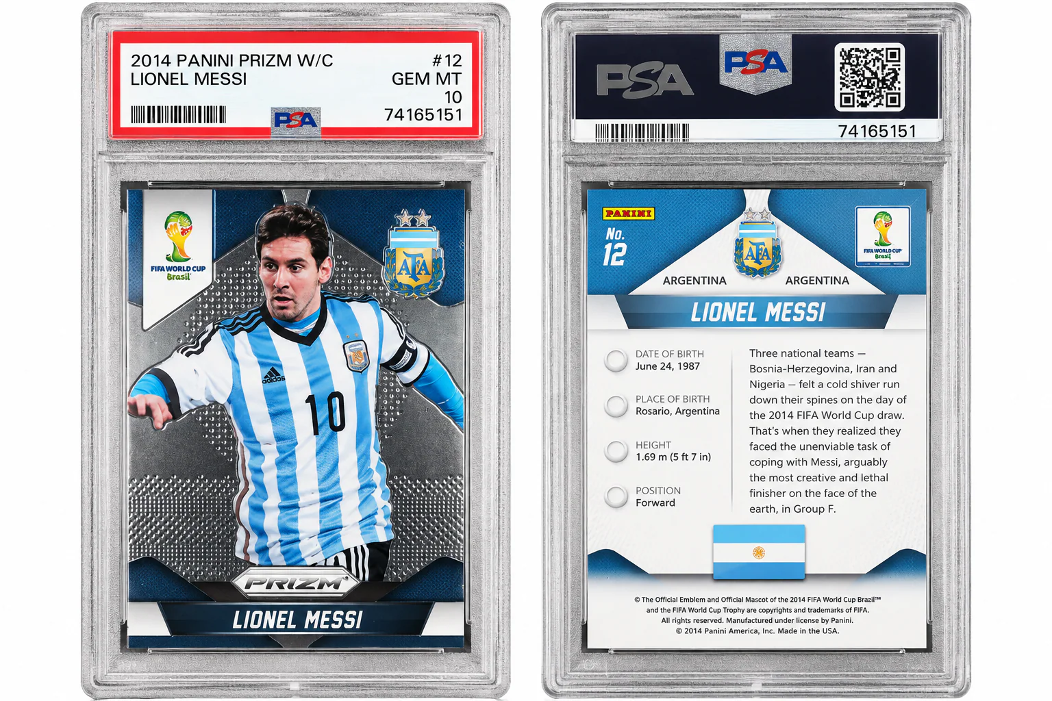 Lionel Messi · Panini Prizm World Cup · PSA 10