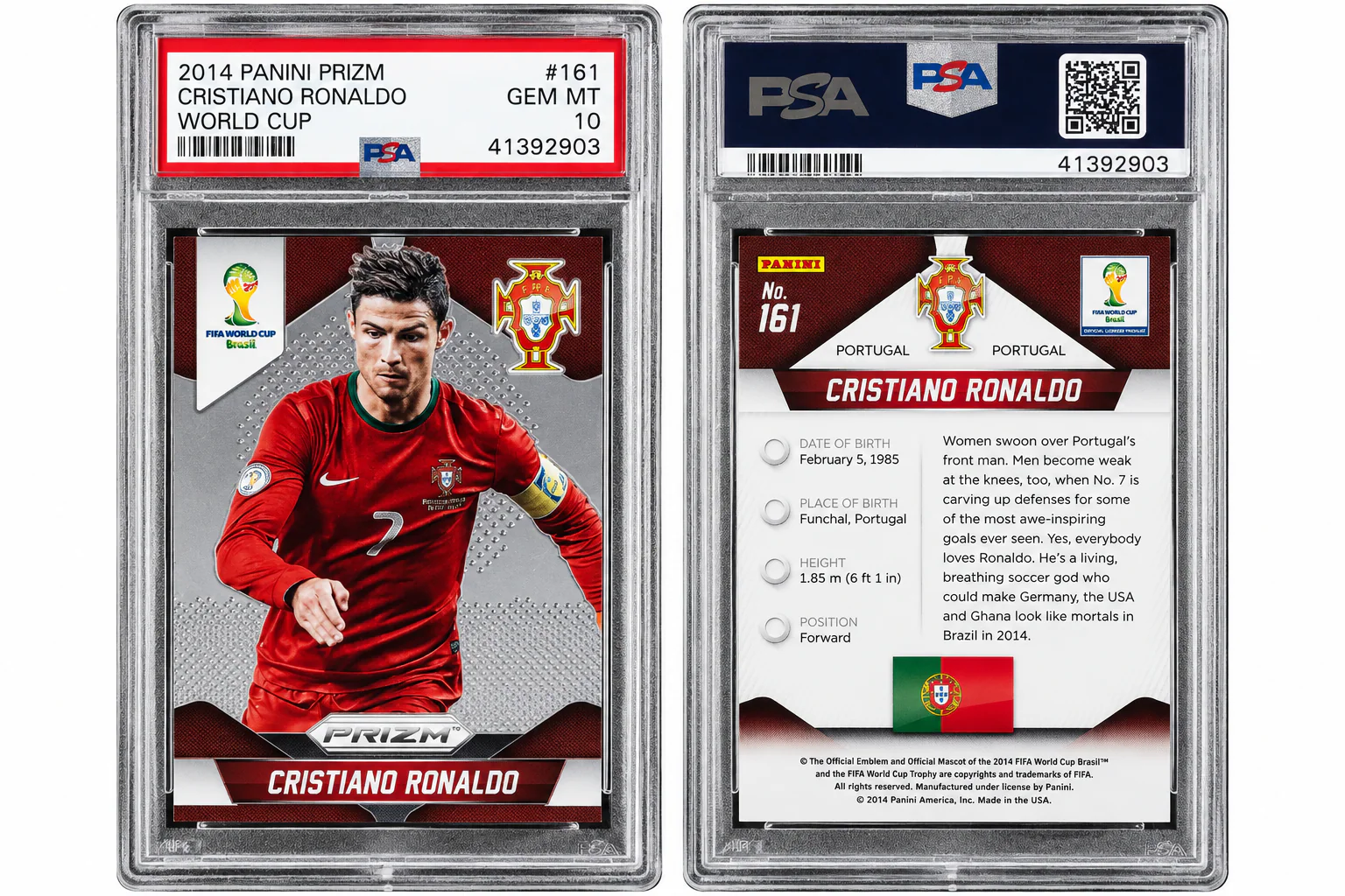 Cristiano Ronaldo · Panini Prizm World Cup · PSA 10