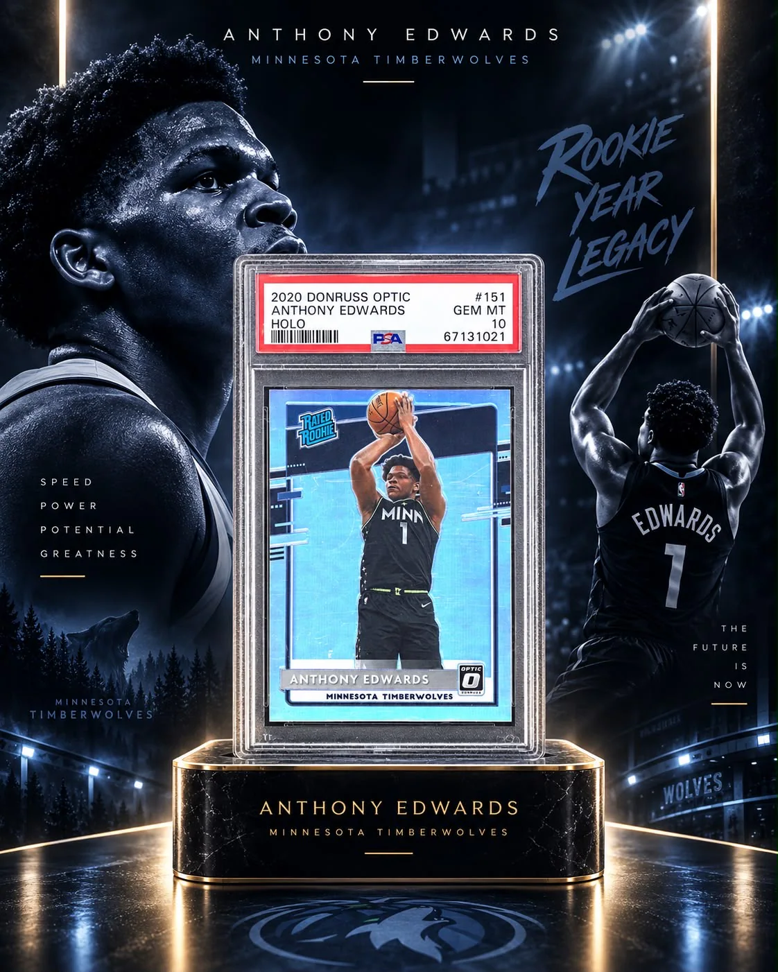 Anthony Edwards · Optic Holo Rookie · PSA 10