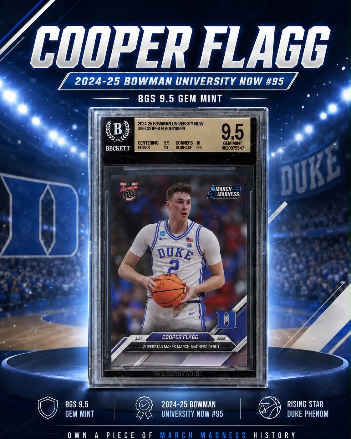 Cooper Flagg · Bowman University Now #95 · BGS 9.5