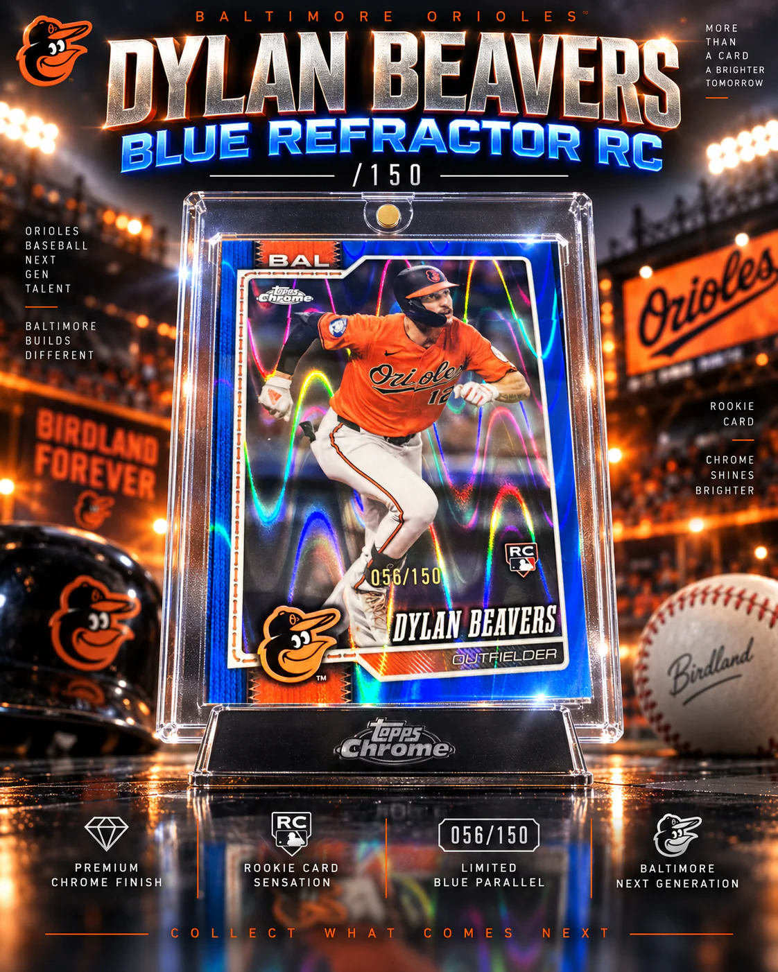 Dylan Beavers · Topps Chrome Blue RC /150