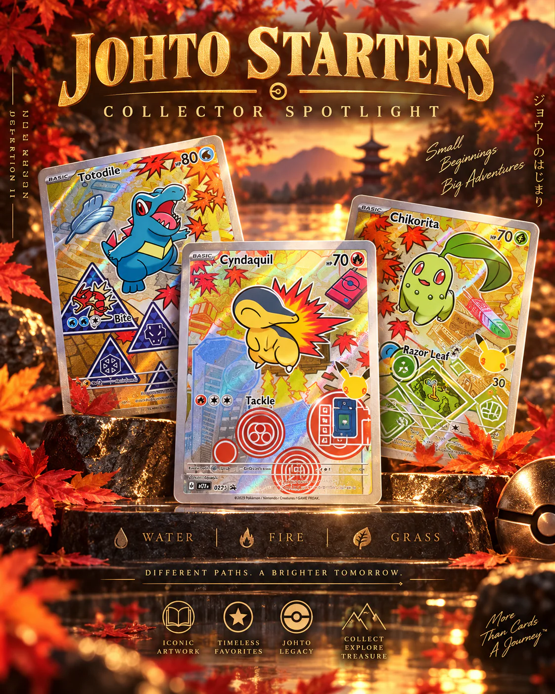 Johto Starters · Totodile, Cyndaquil & Chikorita